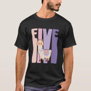 Kids 5 Year Old Cute Llama Alpaca Birthday Girl 5T T-Shirt