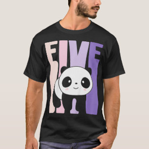 Kids 5 Year Old Cute Panda Birthday Girl 5th Bday T-Shirt