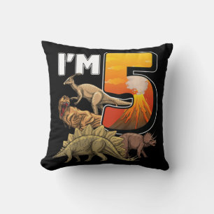 Kids 5 Year Old dinosaurs birthday 5th Party paleo Throw Pillow