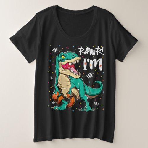 Kids 5 Year Old dinosaurs birthday 5th Party Rawr Plus Size T_Shirt