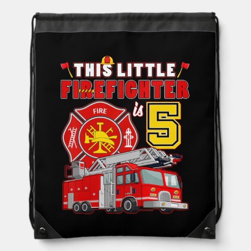 Kids 5 Year Old Firefighter Birthday Party Fire Drawstring Bag
