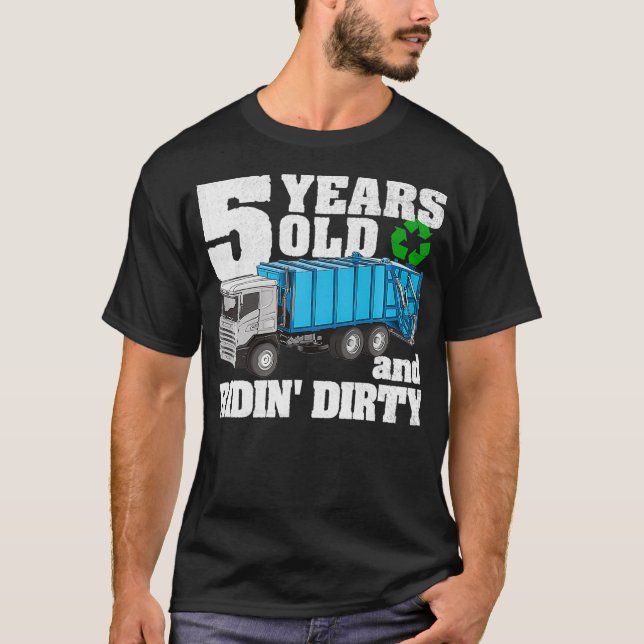 Kids 5 Year Old Garbage Truck Birthday Party Recyc T-Shirt (Front)