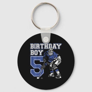 Kids 5 Year Old Ice Hockey Themed Birthday Party 5 Keychain