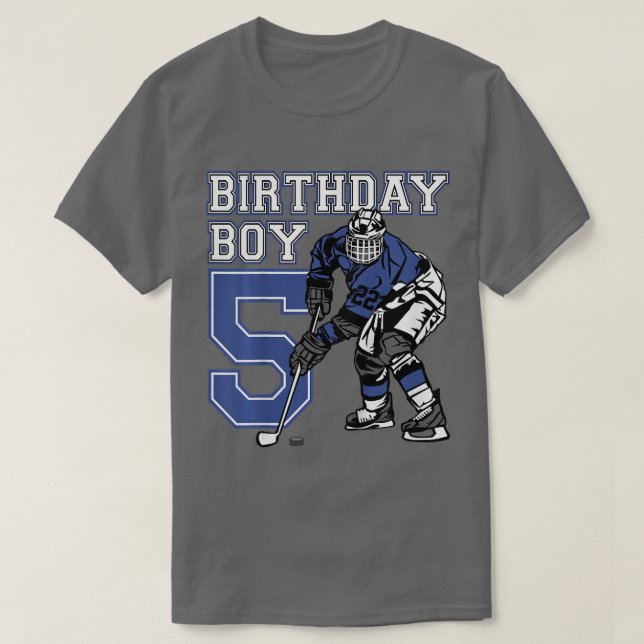 Kids 5 Year Old Ice Hockey Themed Birthday Party 5 T-Shirt (Design Front)