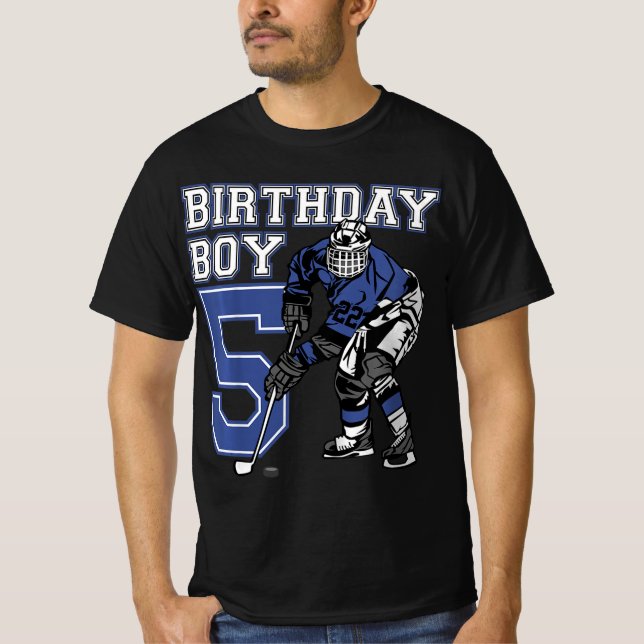Kids 5 Year Old Ice Hockey Themed Birthday Party 5 T-Shirt (Front)