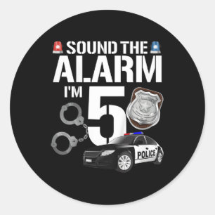 Kids 5 Year Old Police Birthday Officer Cop Car 5t Classic Round Sticker