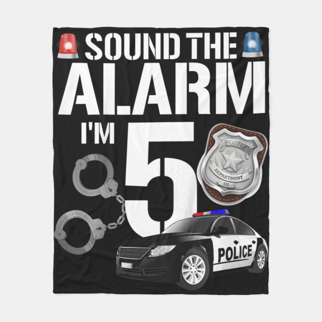Kids 5 Year Old Police Birthday Officer Cop Car 5t Fleece Blanket (Front)