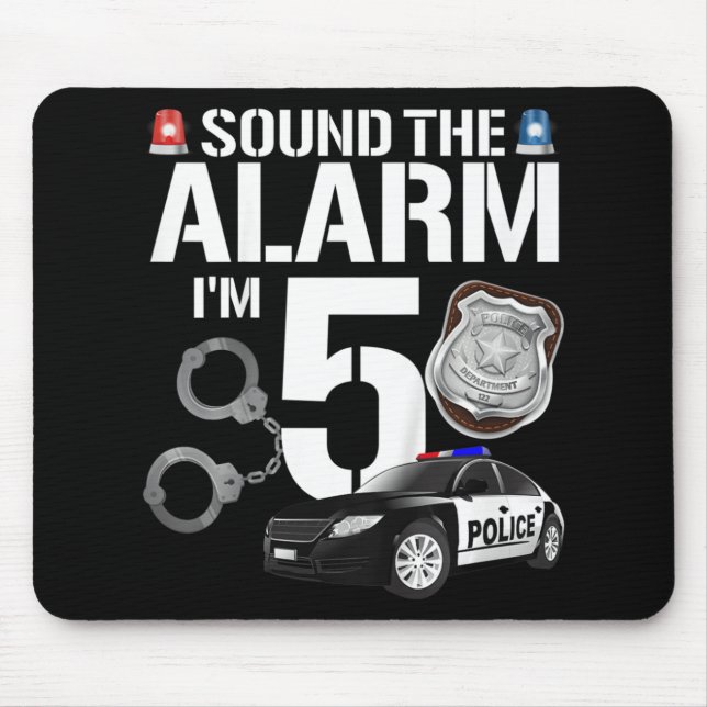 Kids 5 Year Old Police Birthday Officer Cop Car 5t Mouse Pad (Front)