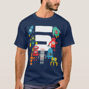 Kids 5 Year Old Robot Birthday Robots Science T-Shirt