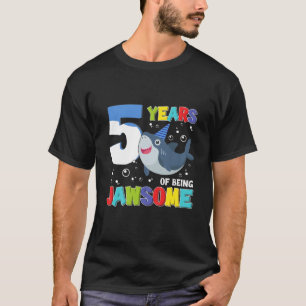 Kids 5 Years Of Being Jawsome Awesome Shark 5Th Bi T-Shirt