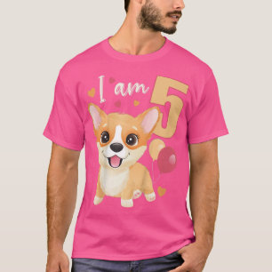 Kids 5 Years old 5 birthday outfit Boy girl Corgi T-Shirt
