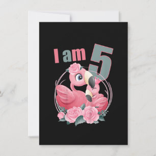 Kids 5 Years old 5 birthday outfit Boy girl Flamin Invitation