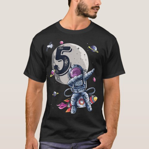 Kids 5 Years Old Birthday Boy Astronaut Gifts Spac T_Shirt