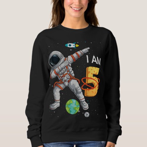 Kids 5 Years Old Birthday Boy Astronaut Space 5th  Sweatshirt