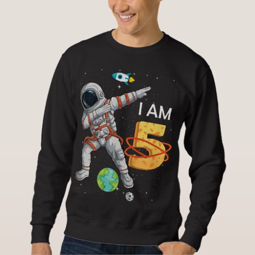 Kids 5 Years Old Birthday Boy Astronaut Space 5th  Sweatshirt