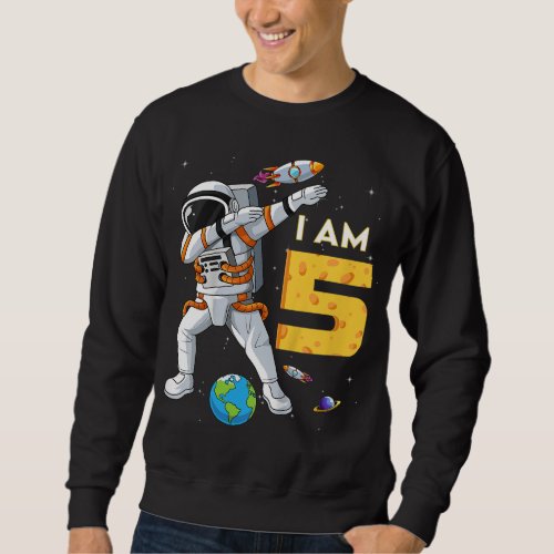 Kids 5 Years Old Birthday Boy Astronaut Space 5th  Sweatshirt