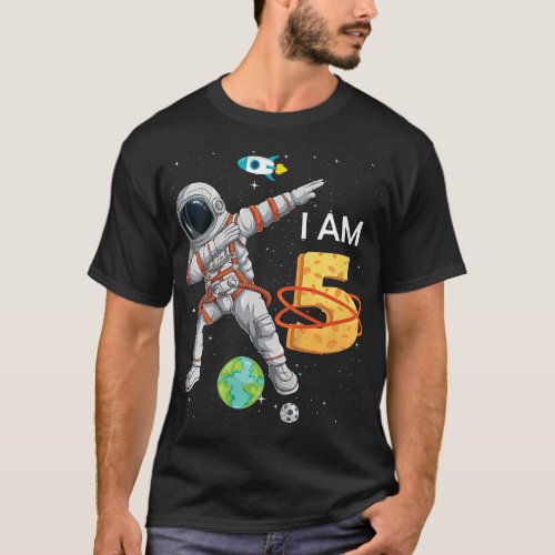 Kids 5 Years Old Birthday Boy Astronaut Space 5th  T_Shirt