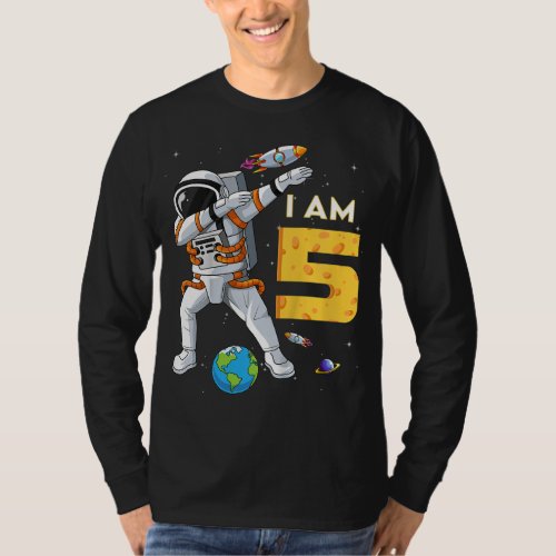 Kids 5 Years Old Birthday Boy Astronaut Space 5th  T_Shirt