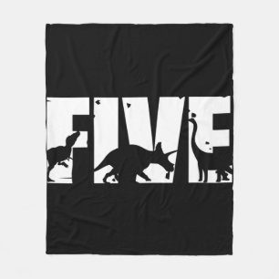 Kids 5 Years Old Birthday Boy Dinosaur T Rex Gift, Fleece Blanket
