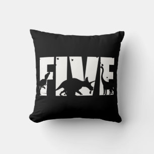 Kids 5 Years Old Birthday Boy Dinosaur T Rex Gift, Throw Pillow