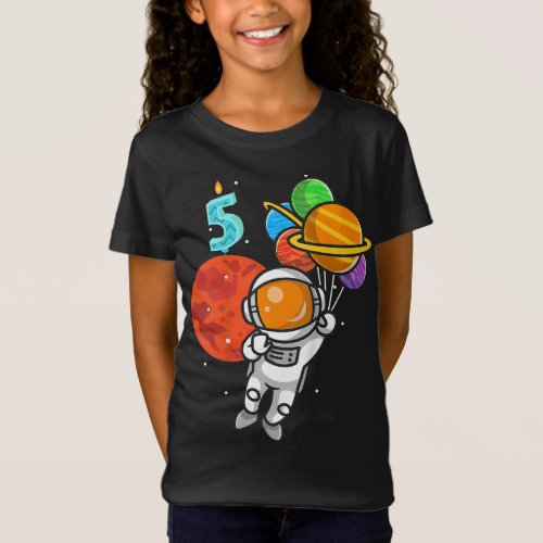 Kids 5 Years Old Boys Birthday Astronaut Spaceman T_Shirt