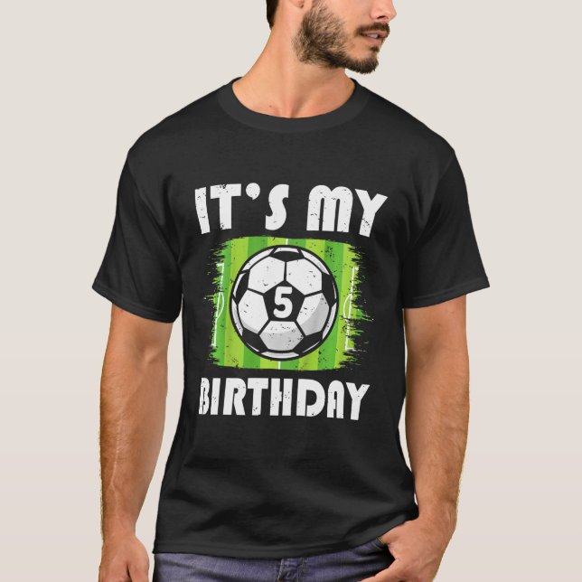 Kids 5 Years Old Kids Soccer Player 5th Birthday B T-Shirt (Front)