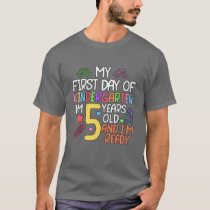 Kids 5 Years Old Student Back To School First Day T-Shirt