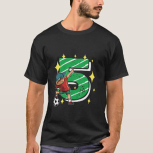 Kids 5 Years Soccer Gift 5Th Birthday Dabbing Foot T-Shirt