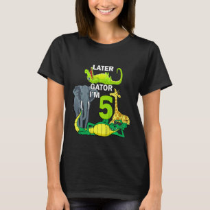 Kids 5 Yr Old Birthday Animals Safari Zoo T-Shirt