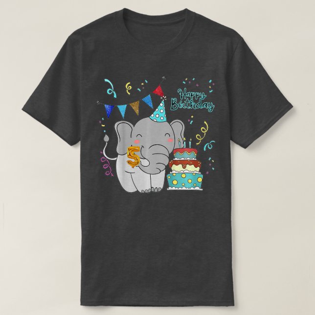Kids 5st Happy Birthday Design Costume Elephant Fo T-Shirt (Design Front)