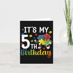 Kids 5th Autism Birthday Party Five Year Old Autis Card