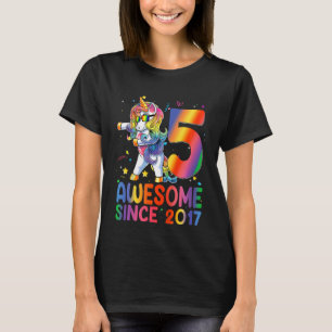 Kids 5th Birthday 5 Year Old Girls Teens Dabbing T-Shirt