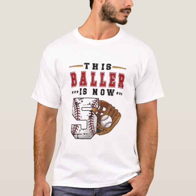 Kids 5Th Birthday Baseball Boy Five Year Old Baseb T-Shirt (Front)