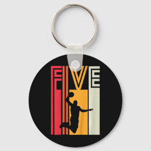 Kids 5th Birthday Basketball Lover Gift 5 Years Ol Keychain