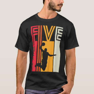 Kids 5th Birthday Basketball Lover Gift 5 Years Ol T-Shirt