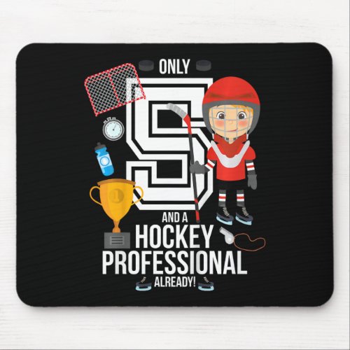 Kids 5th Birthday Boy 34only 5 And A Hockey Pro  Mouse Pad