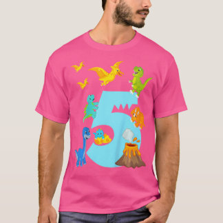 Kids 5Th Birthday Boy Dino Outfit - Five Years Old T-Shirt