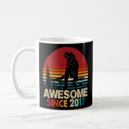 Kids 5th Birthday Boy Dinosaur Rex Awesome 2017 5  Coffee Mug