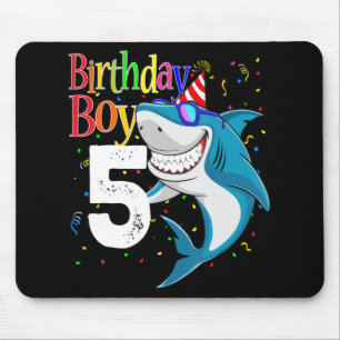 Kids 5th Birthday Boy Shark Jaw-Some Five Boys Mouse Pad