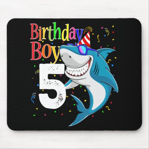 Kids 5th Birthday Boy Shark  Jaw_Some Five  Boys  Mouse Pad