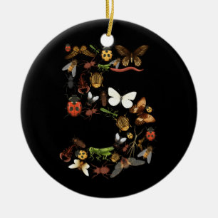 Kids 5th Birthday Bugs Insects Beetles Boys Girls  Ceramic Ornament