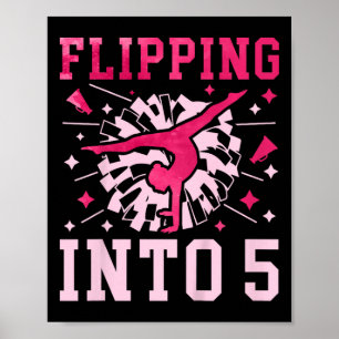 Kids 5th Birthday Cheerleading Girl Five Year Old Poster