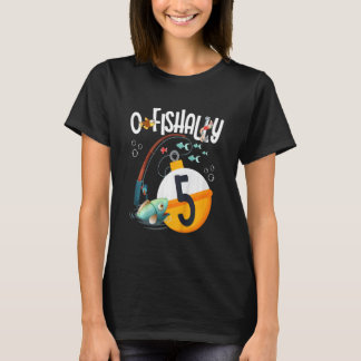 Kids 5th Birthday Fishing Theme For Boys And Girls T-Shirt