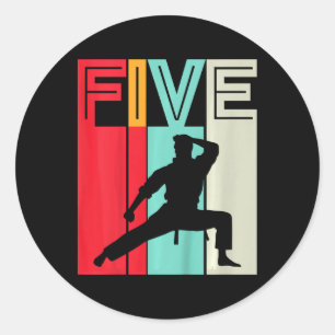 Kids 5th Birthday Gift Karate Retro Taekwondo Mart Classic Round Sticker