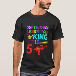 Kids 5th Birthday Gift - This Laser Tag King Is 5 T-Shirt