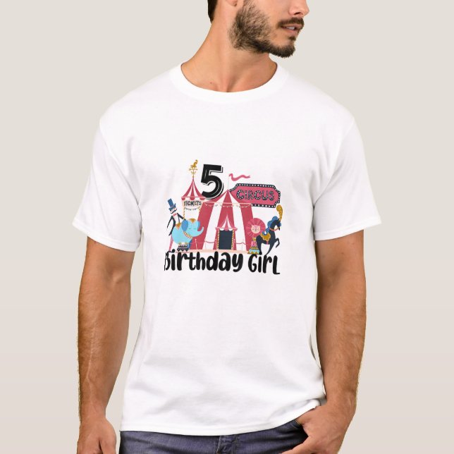 Kids 5Th Birthday Girl Circus Fifth Birthday 5 Yea T-Shirt (Front)