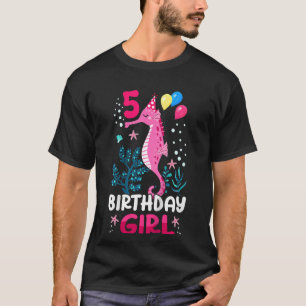 Kids 5th Birthday Girl Seahorse Ocean Birthday  Fo T-Shirt