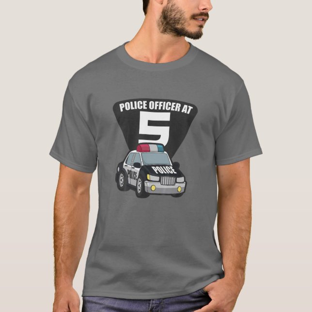 Kids 5Th Birthday Kids Police Officer Car Emergenc T-Shirt (Front)