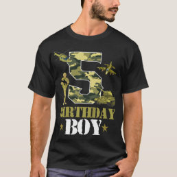 Kids 5th Birthday Military Themed Camo Boys 5 Yrs  T-Shirt