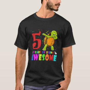 Kids 5Th Birthday Party Dabbing Turtle - 5 Years O T-Shirt